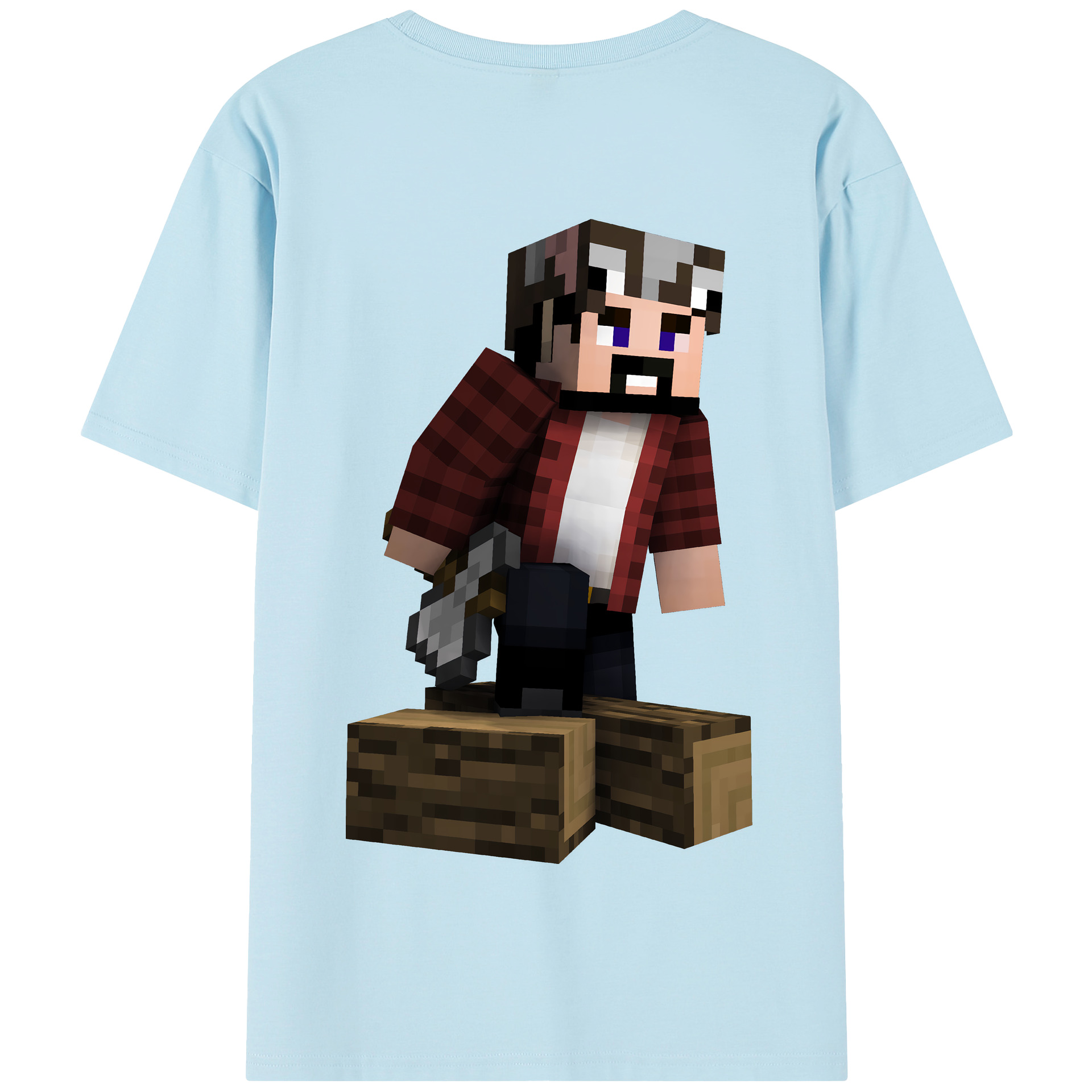 （画像用） マインクラフト ブロックの世界 Minecraft MC Block world 綿100％半袖Tシャツ（背面プリント）